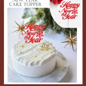 1 pcs red Happy new year cake topper