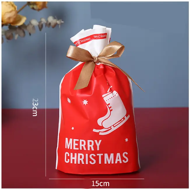 Christmas Loaf / Candy / cookies Bags with attached Drawstrings (1 PACK = 10 BAGS) STYLE 1