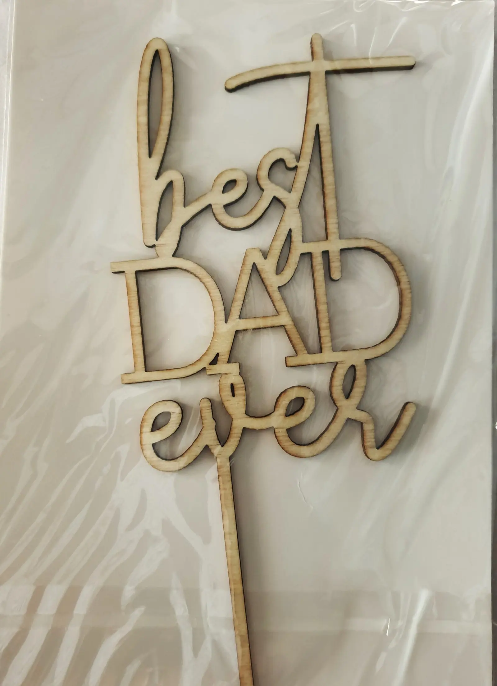 Wooden best dad ever cake topper
