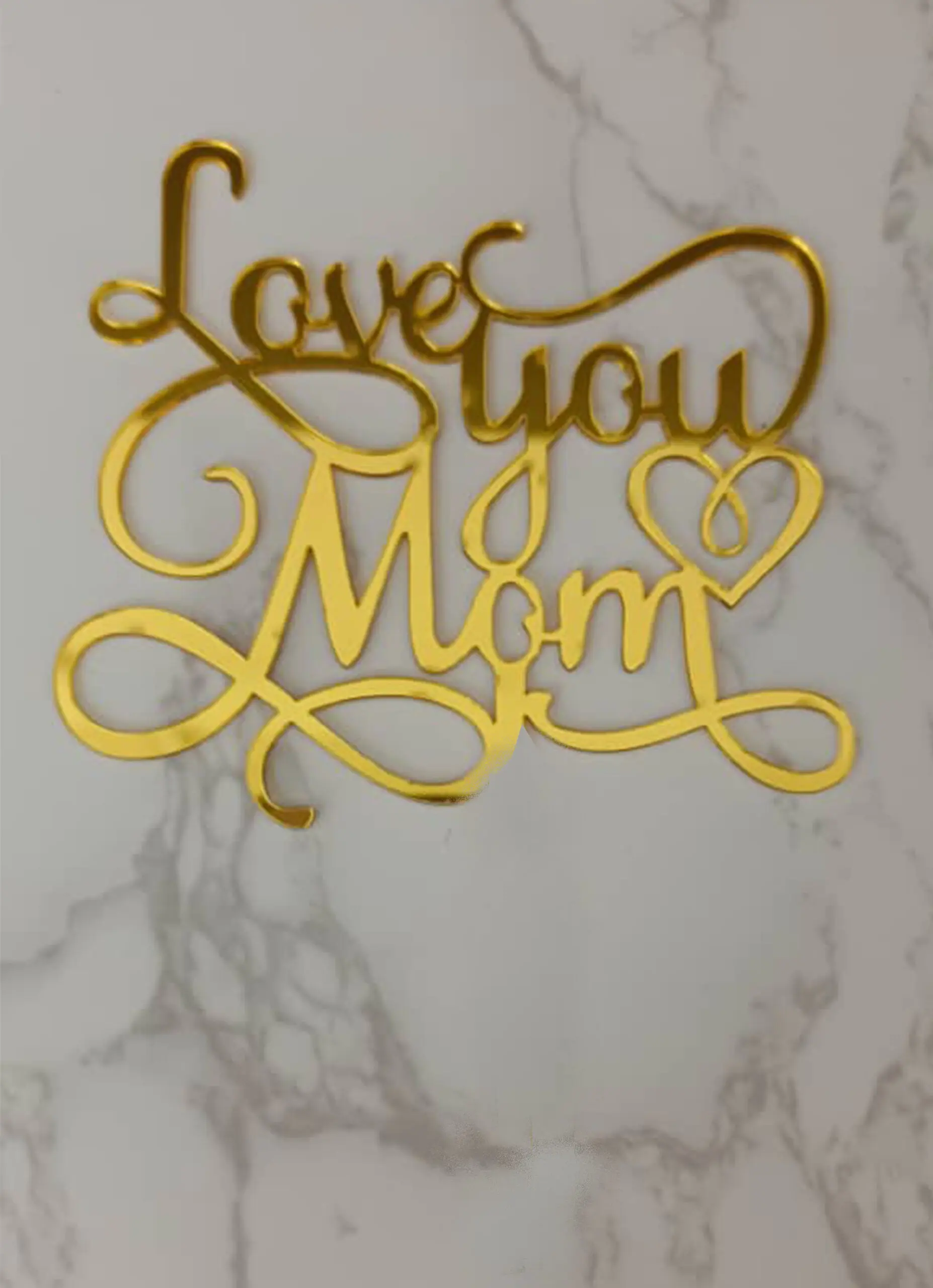 Calligraphy Love you mom acrylic cake topper (STYLE 5)