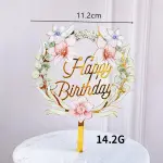 Printed pastel Flower garland happy birthday cake topper