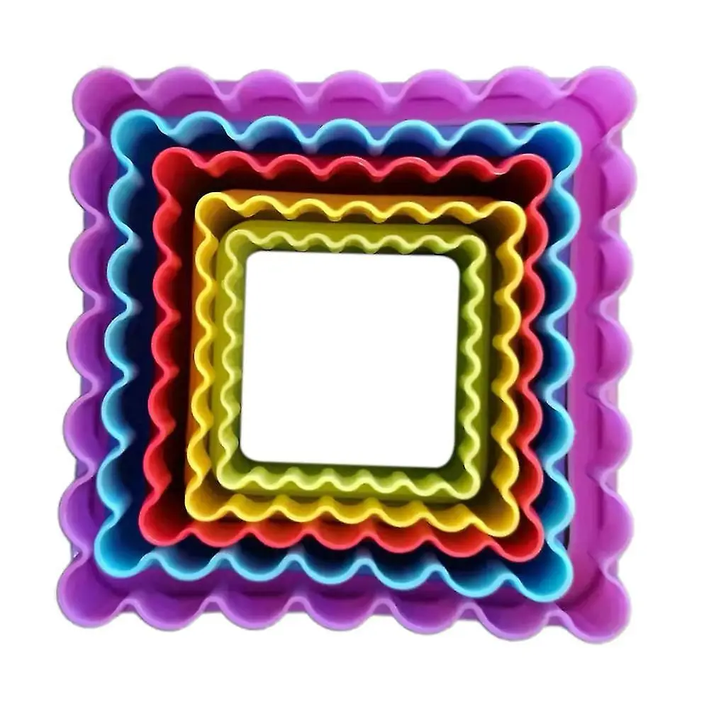 Set of 5 Square Double-sided: Straight and scalloped