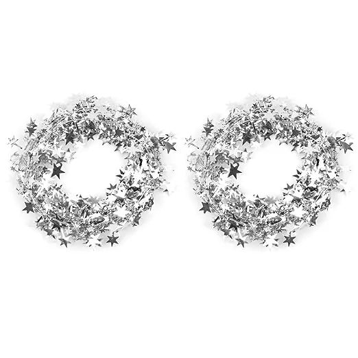 Star Tinsel Garlands with Wire Sparkly Star Garland for Christmas