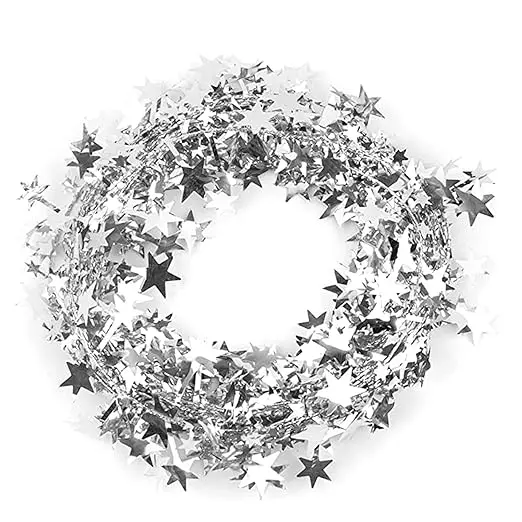 Star Tinsel Garlands with Wire Sparkly Star Garland for Christmas
