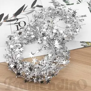 Star Tinsel Garlands with Wire Sparkly Star Garland for Christmas