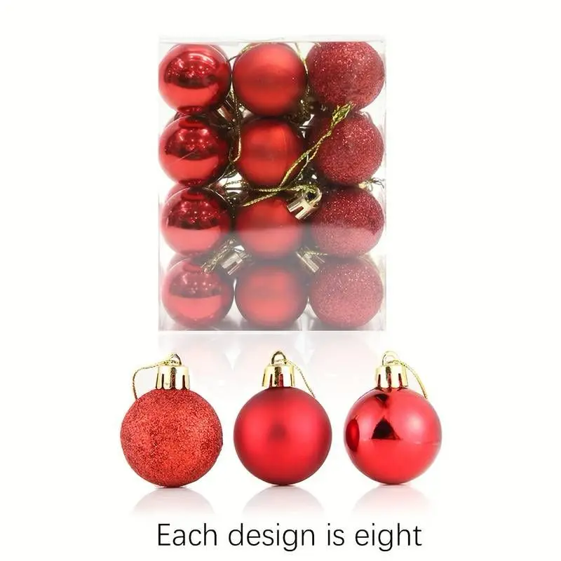 24pcs Christmas Ball Decorations Christmas Tree Anti-fall Christmas Decorations Hanging Balls Holiday Wedding Party