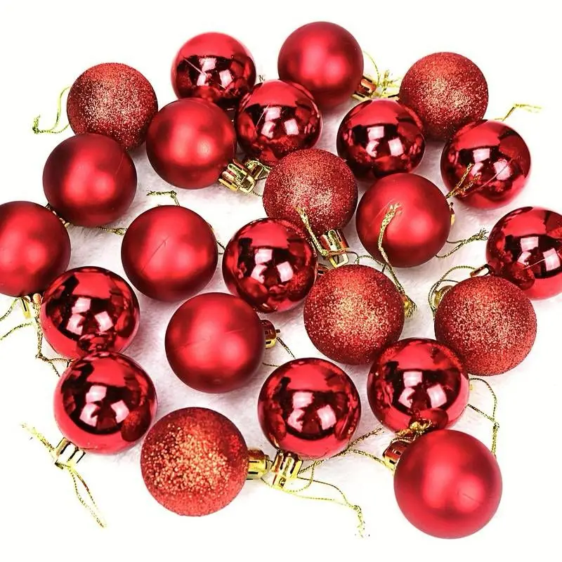 24pcs Christmas Ball Decorations Christmas Tree Anti-fall Christmas Decorations Hanging Balls Holiday Wedding Party