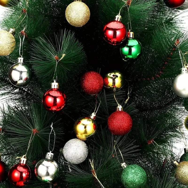 24pcs Green Christmas Ball Decorations Christmas Tree Anti-fall Christmas Decorations Hanging Balls Holiday Wedding Party