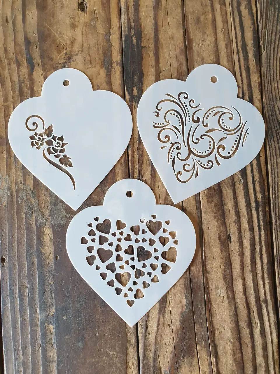 3 pcs heart theme icing stencil set