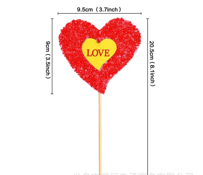 1 pcs beaded heart I love cake topper