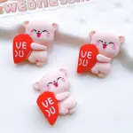 6 pcs Small couple teddy love you heart cake topper set