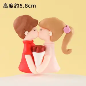 1 pcs couple topper holding roses cake toy