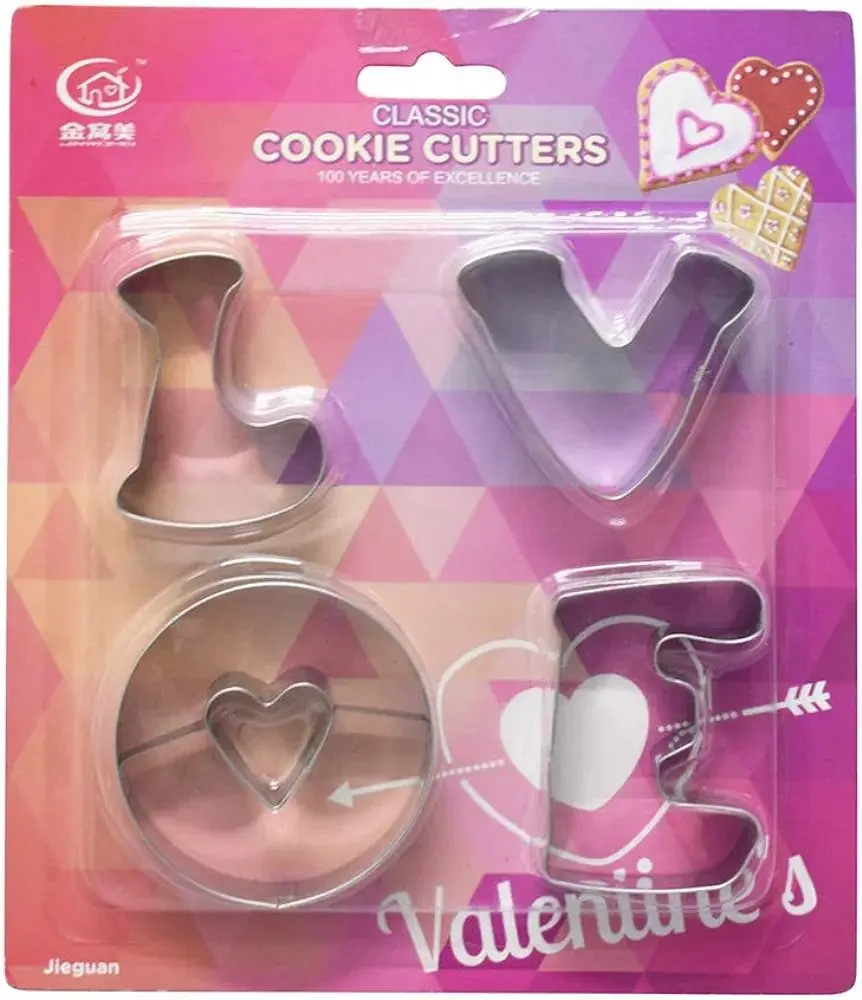 4pcs Love Cookie Cutter plunger set