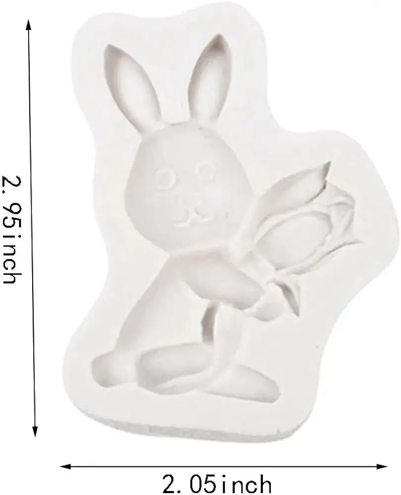 Easter Rabbit holds tulip carrot bunny Silicone Mould