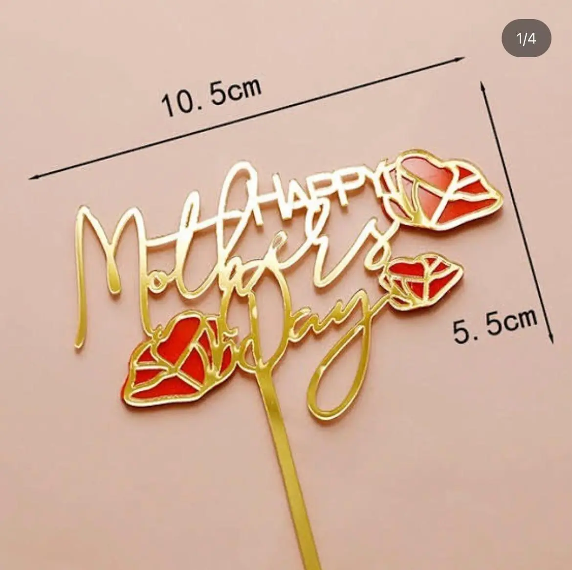 Mothers day topper with coloured acrylic rose cake topper