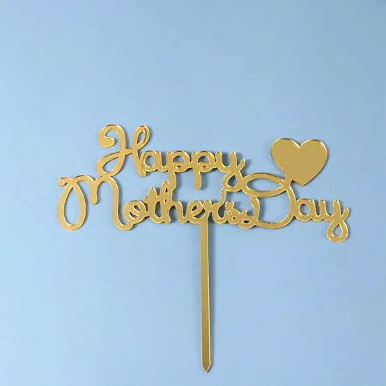 happy mothers day with heart acrylic cake topper