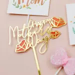 Mothers day topper with coloured acrylic rose cake topper