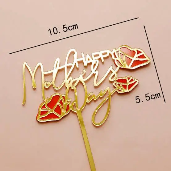 Mothers day topper with coloured acrylic rose cake topper