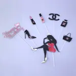 Happy birthday Girls Makeup Branded theme Cake Topper set