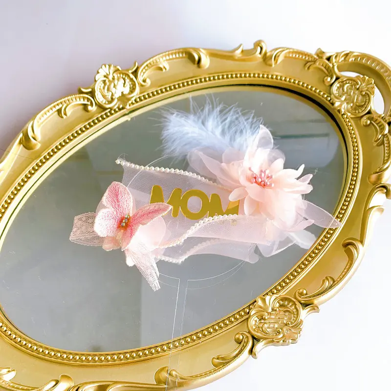 Mom with round transparent with butterfly and flower cake topper