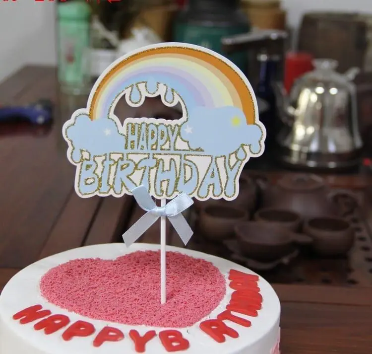 1 pcs Happy birthday rainbow theme cake topper