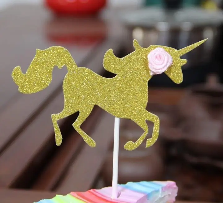 2 pcs silver and golden unicorn cake/ cupcake topper