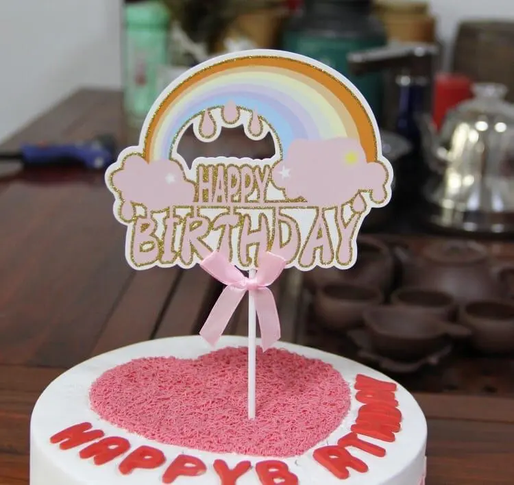 1 pcs Happy birthday rainbow theme cake topper