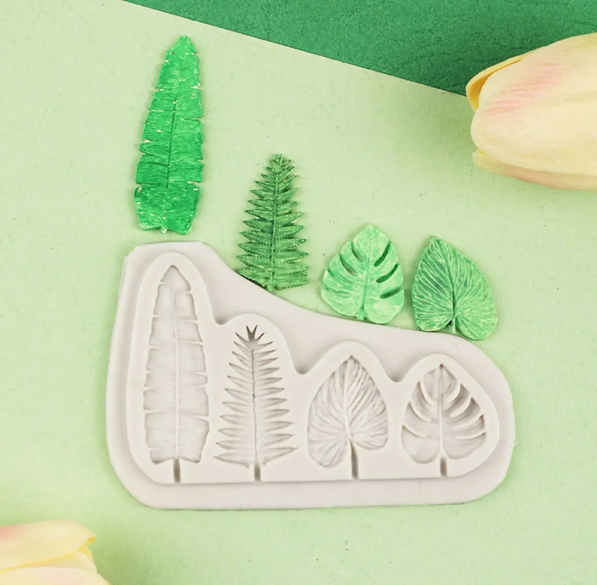 4 cavity tropical leaf silicone mould