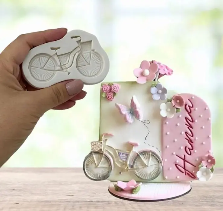Bicycle Cycle with basket silicone mould