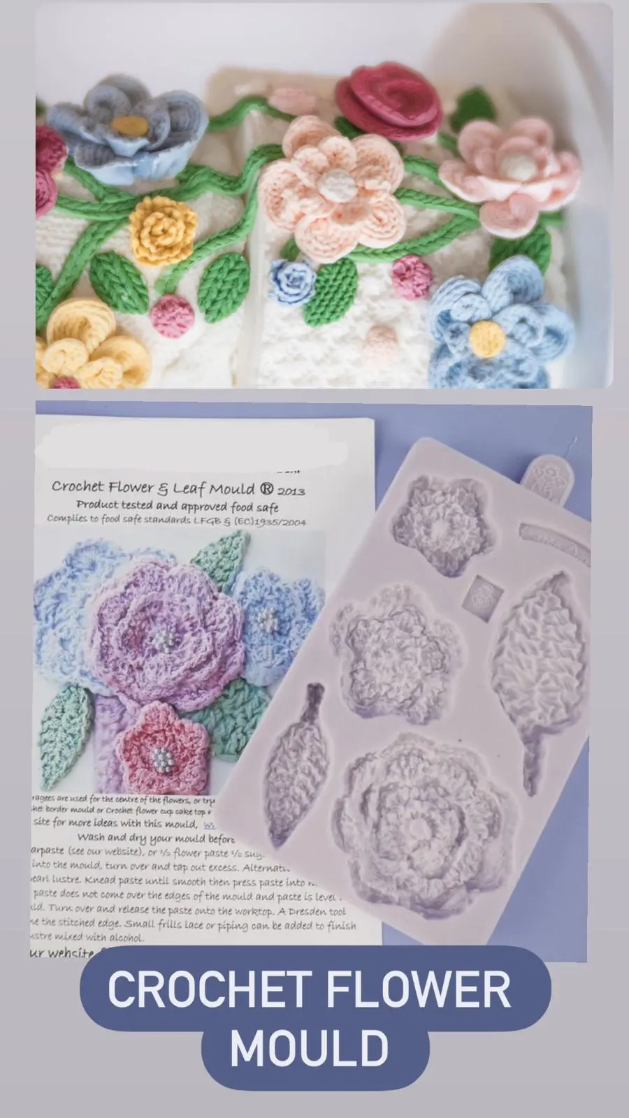 Crochet Large Flower and leaf silicone Mould