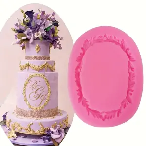 Oval frame floral decoration silicone mould