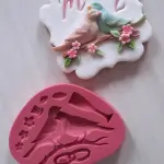 Bird wine Glass Flower Tree Leaf Fondant Silicone Mould