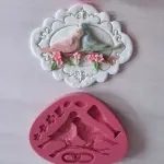 Bird wine Glass Flower Tree Leaf Fondant Silicone Mould