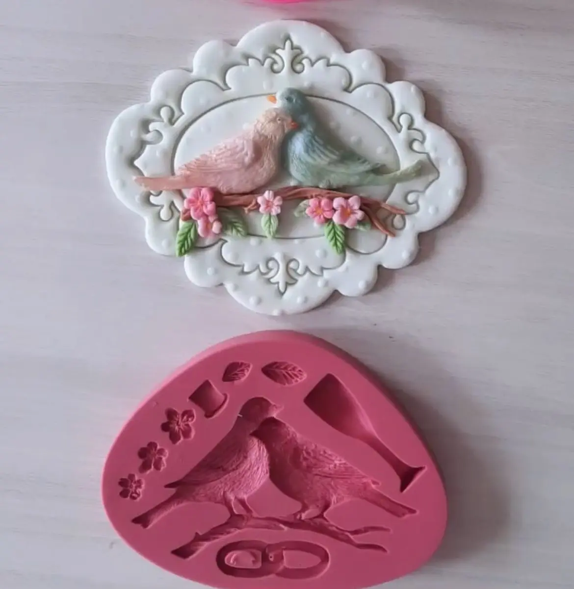 Bird wine Glass Flower Tree Leaf Fondant Silicone Mould