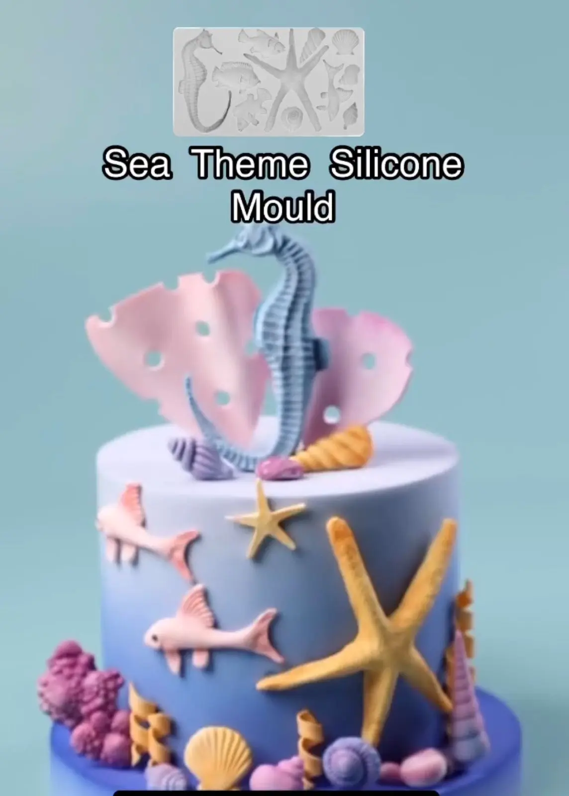 Large 3D Starfish Sea Horse sea theme silicone mould