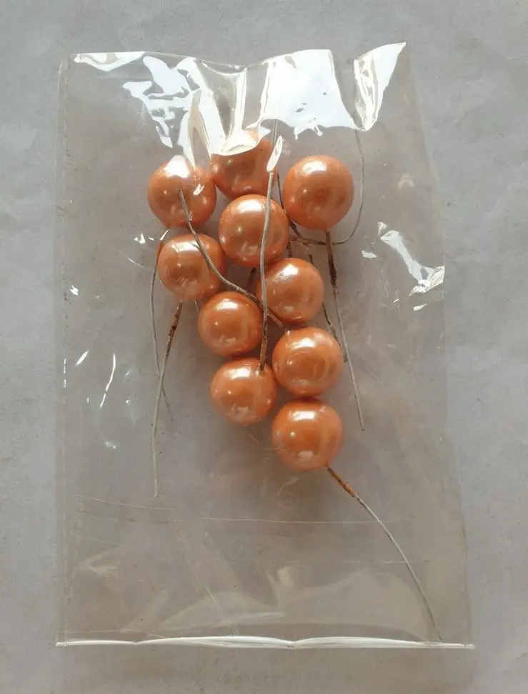 10 pcs Metallic Orange round 1 cm diameter faux balls
