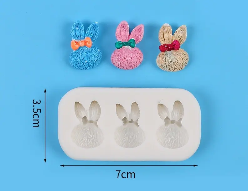 Mini Bunny Rabbit with bow Silicone Mould