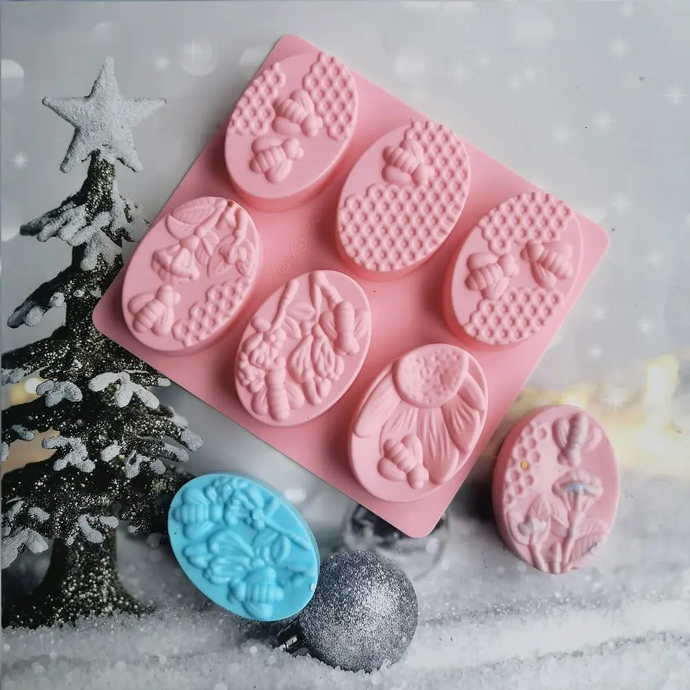 6 Cavity Honey Bee theme Silicone Mould
