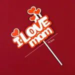 I love you mom red and white cake topper