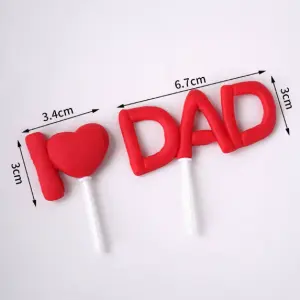 I Love Dad cake Toy topper (Colour Red)