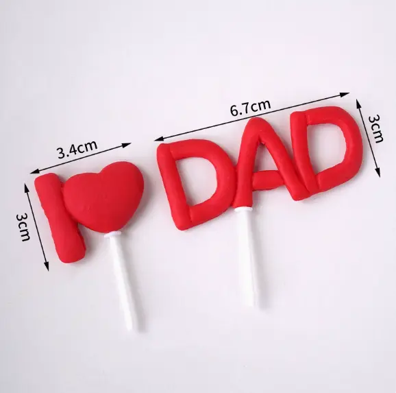 I Love Dad cake Toy topper (Colour Red)