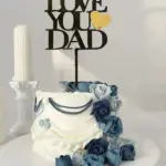Double acrylic i love dad with heart cake topper - Black