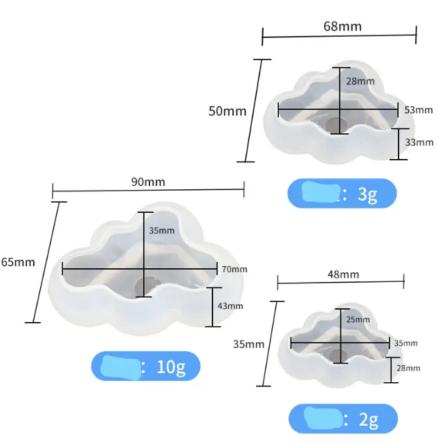 3 pcs 3d Cloud Silicone mould set
