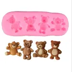 4 Cavity Cute Teddy Bear Silicone Mould for Fondant Chocolate & DIY Crafts
