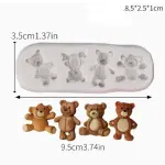 4 Cavity Cute Teddy Bear Silicone Mould for Fondant Chocolate & DIY Crafts