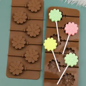 6 cavity Flower Lollipop Cake pops Silicone Mould