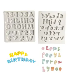 2 pcs Fly Leaf Creative Letter Upper and Lower case Alphabet Silicone mould