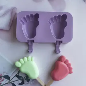 2 cavity feet design cakesicle mould with lid cover plus 50 wooden sticks