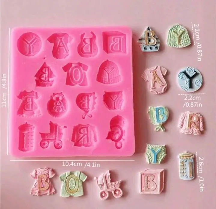 Baby Shower Theme Silicone Mould for Fondant, Chocolate & DIY Crafts