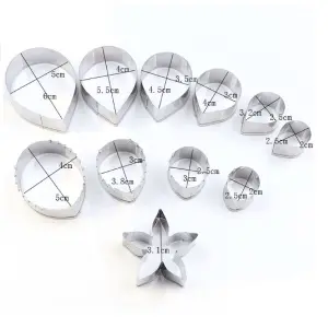 11 Pcs Austin Rose Petal Calyx Leaf Cutter Set for Fondant & Gumpaste